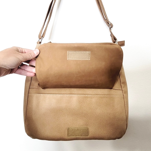 Multisac Tan Camel Colored Shoulder Bag NEW Adjustable Straps Textured 12x11 - Picture 5 of 14